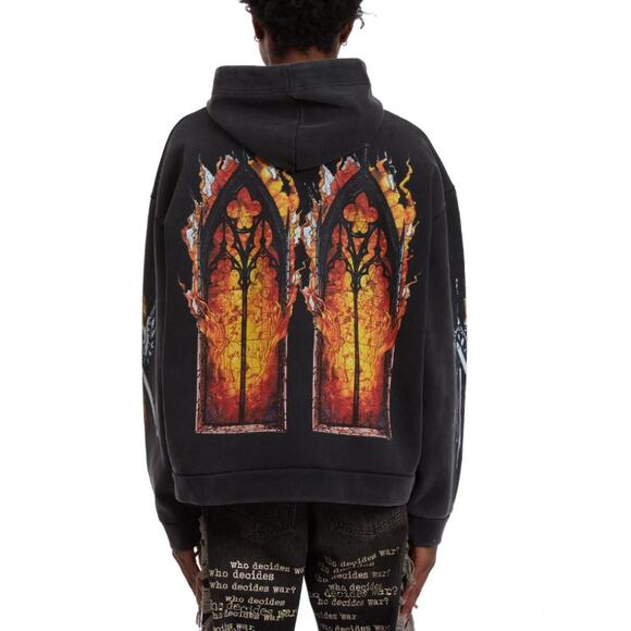 Who Decides War Black Ember Chapel Hooded Pullover Size XL - Picture 2 of 12